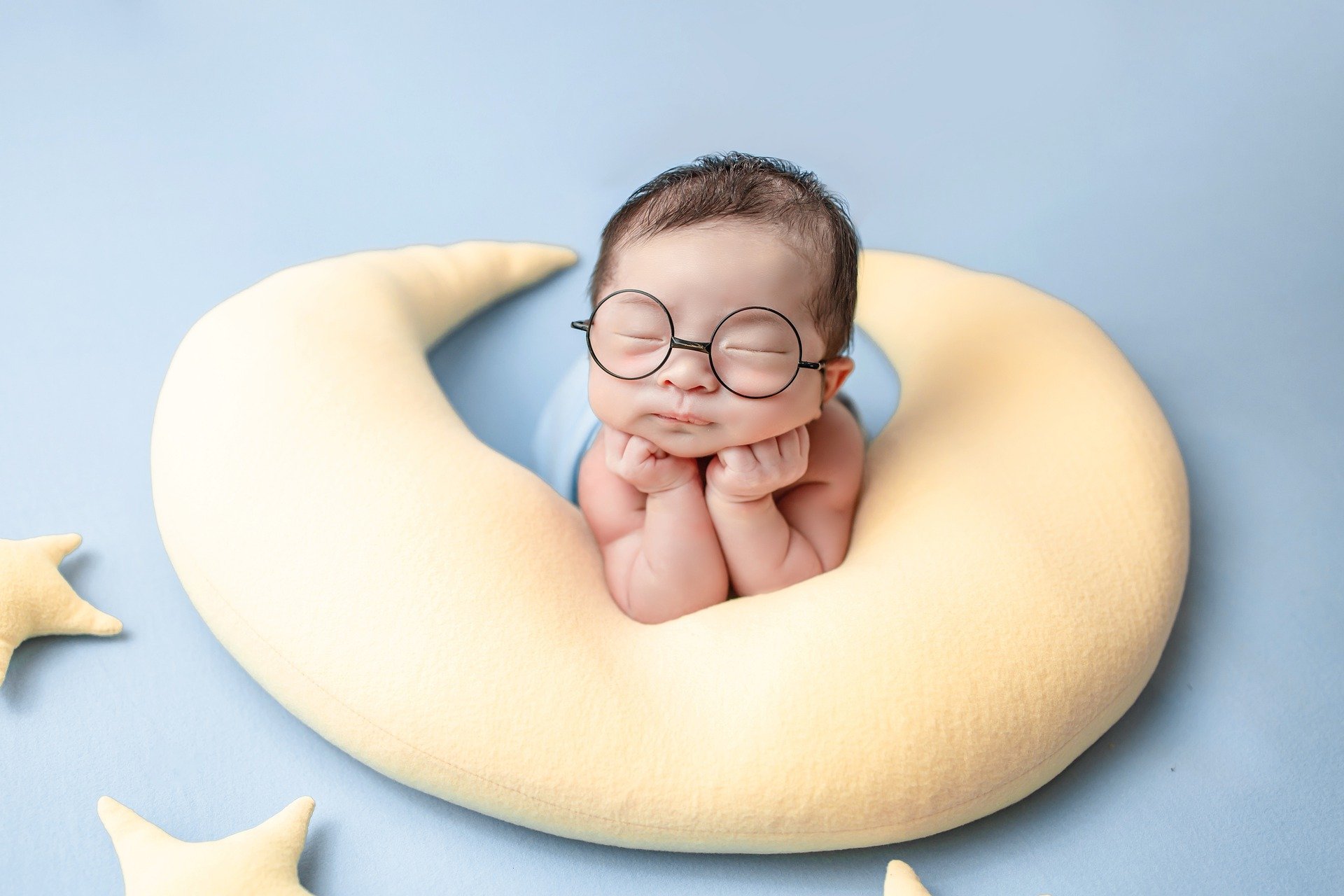 newborn baby with glasses